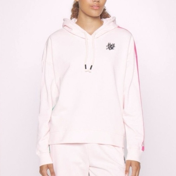 Puma Pink Hoodie with Logo and Stripe - Picture 1 of 8